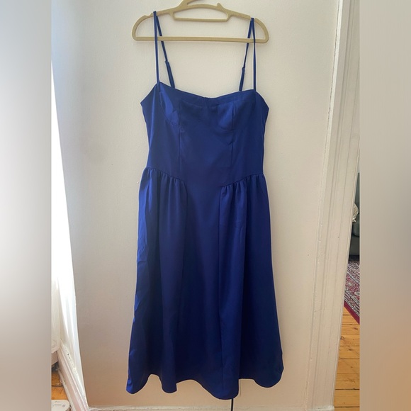 Corset style dress deep blue long flowy - Picture 1 of 3